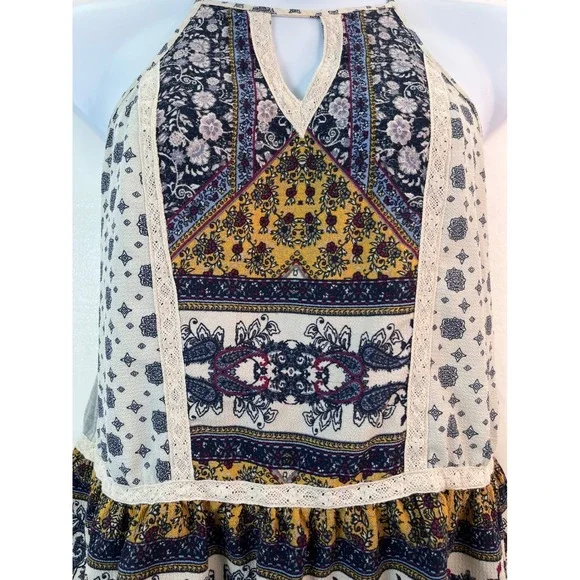 Xhilaration Women's‎ Halter L Top Y2K Floral Peplum Sleeveless Boho Festival VTG - Picture 9 of 13